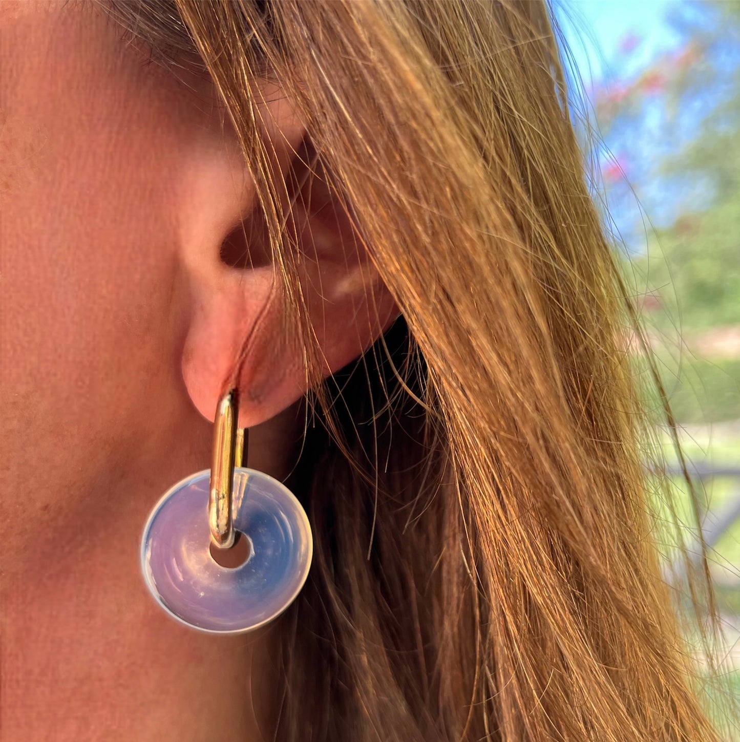 Aros donut color transparente neón de resina