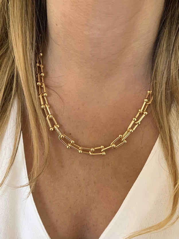 Collar de eslabones cortos dorado de acero quirúrgico