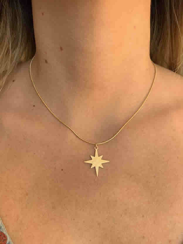 Collar con estrella de Belén lijada dorado de enchapado en oro / plata
