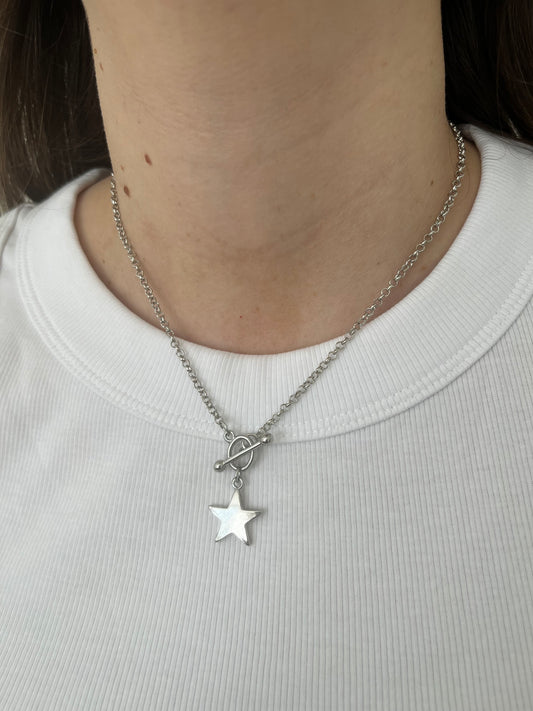 COLLAR ESTRELLA ANCLA PLATA