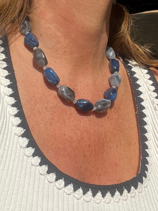 COLLAR ONIX Y AGATA AZUL