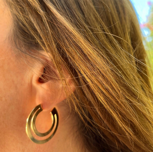Aros de dos argollas concéntricas dorado de acero quirúrgico